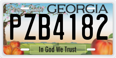 GA license plate PZB4182