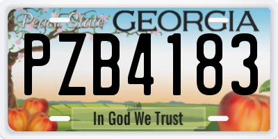 GA license plate PZB4183