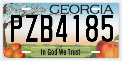 GA license plate PZB4185