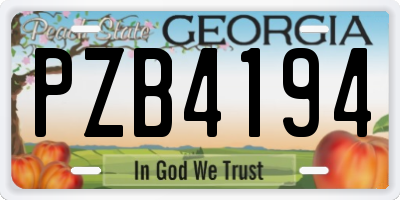 GA license plate PZB4194