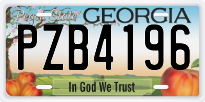 GA license plate PZB4196
