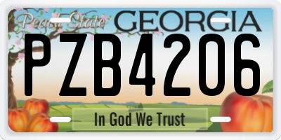 GA license plate PZB4206