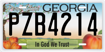 GA license plate PZB4214