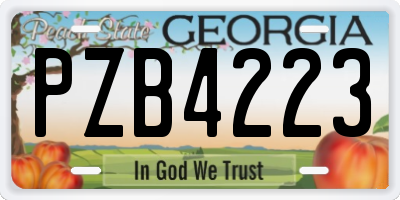GA license plate PZB4223