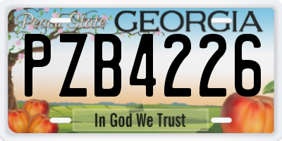 GA license plate PZB4226