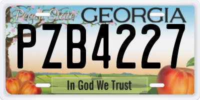 GA license plate PZB4227