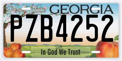 GA license plate PZB4252