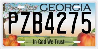 GA license plate PZB4275