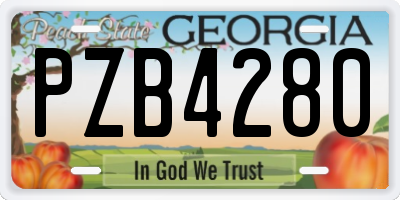 GA license plate PZB4280