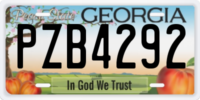 GA license plate PZB4292