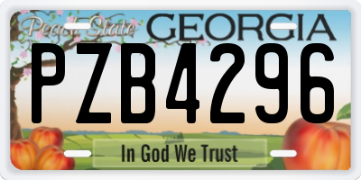GA license plate PZB4296