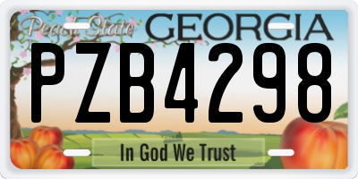 GA license plate PZB4298