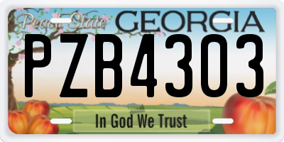 GA license plate PZB4303