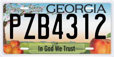 GA license plate PZB4312