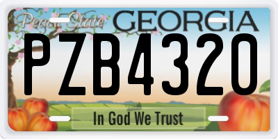 GA license plate PZB4320