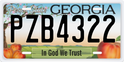 GA license plate PZB4322