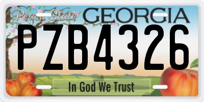 GA license plate PZB4326