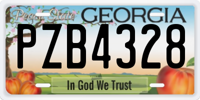 GA license plate PZB4328