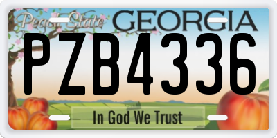 GA license plate PZB4336