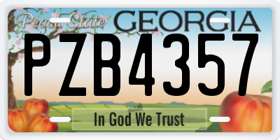 GA license plate PZB4357