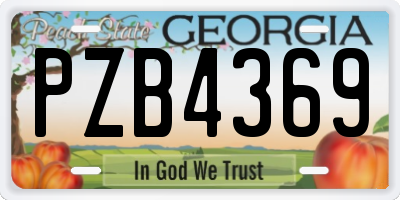GA license plate PZB4369