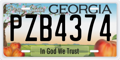 GA license plate PZB4374