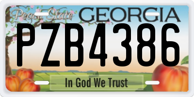 GA license plate PZB4386