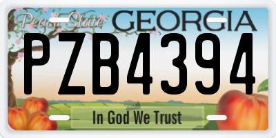 GA license plate PZB4394