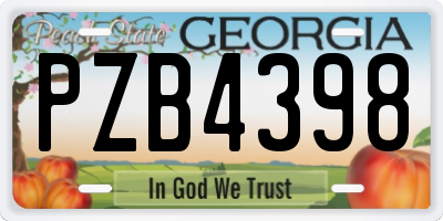 GA license plate PZB4398