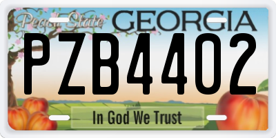 GA license plate PZB4402