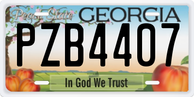 GA license plate PZB4407