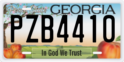 GA license plate PZB4410