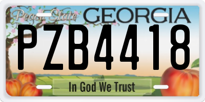 GA license plate PZB4418