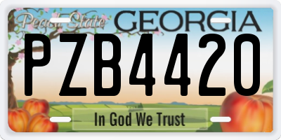 GA license plate PZB4420