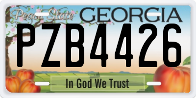 GA license plate PZB4426