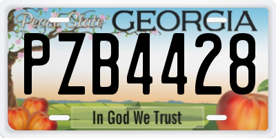 GA license plate PZB4428