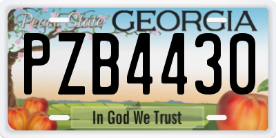 GA license plate PZB4430