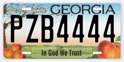 GA license plate PZB4444
