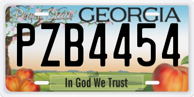 GA license plate PZB4454