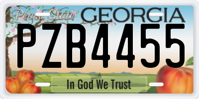 GA license plate PZB4455