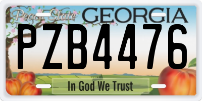 GA license plate PZB4476