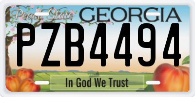 GA license plate PZB4494