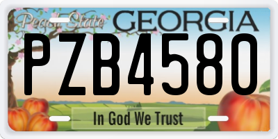 GA license plate PZB4580