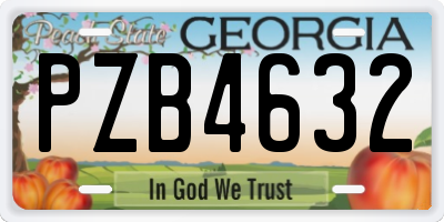 GA license plate PZB4632