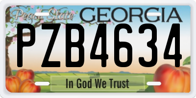 GA license plate PZB4634