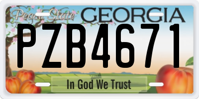 GA license plate PZB4671