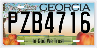 GA license plate PZB4716