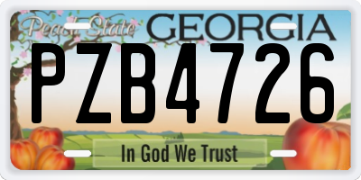 GA license plate PZB4726