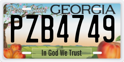 GA license plate PZB4749