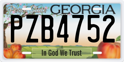 GA license plate PZB4752